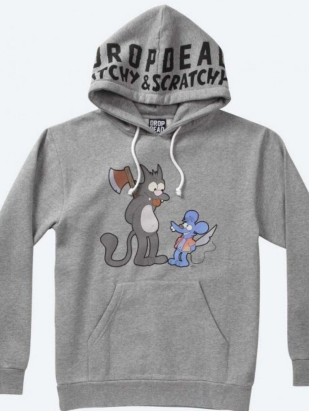 Vintage Drop Dead Itchy & Scratchy Gray Hoodie